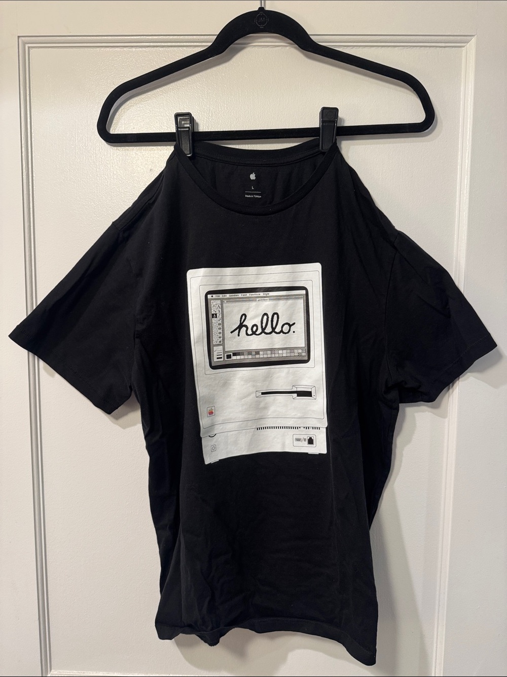 Apple Computer - Black Tee with White Vintage Macintosh Graphic - Men’s Large